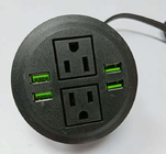 15A 250V Desktop Multi - Function Round Power Socket With 2 * USB Charger